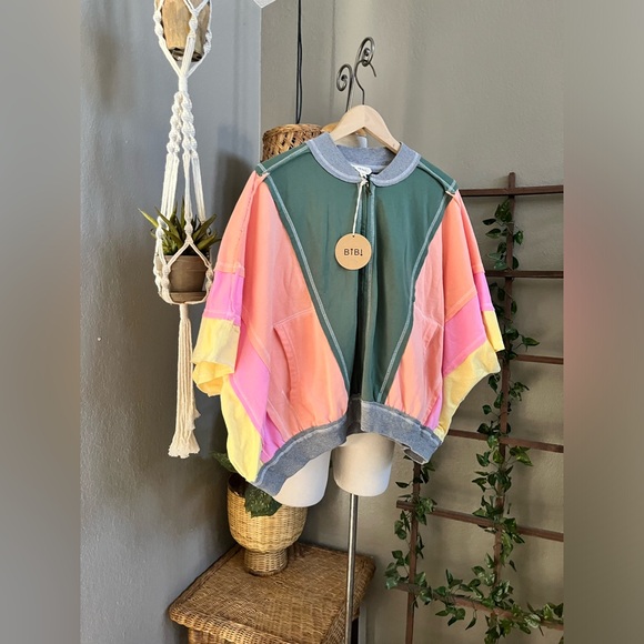 ▫️NEW! Bibi JADE MULTI RAW EDGE VINTAGE WASHED BOMBER JACKET - Picture 8 of 13